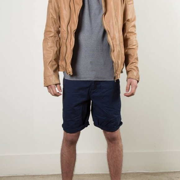 Scotch & Soda Tan Biker Leather Jacket - Picture 2 of 7